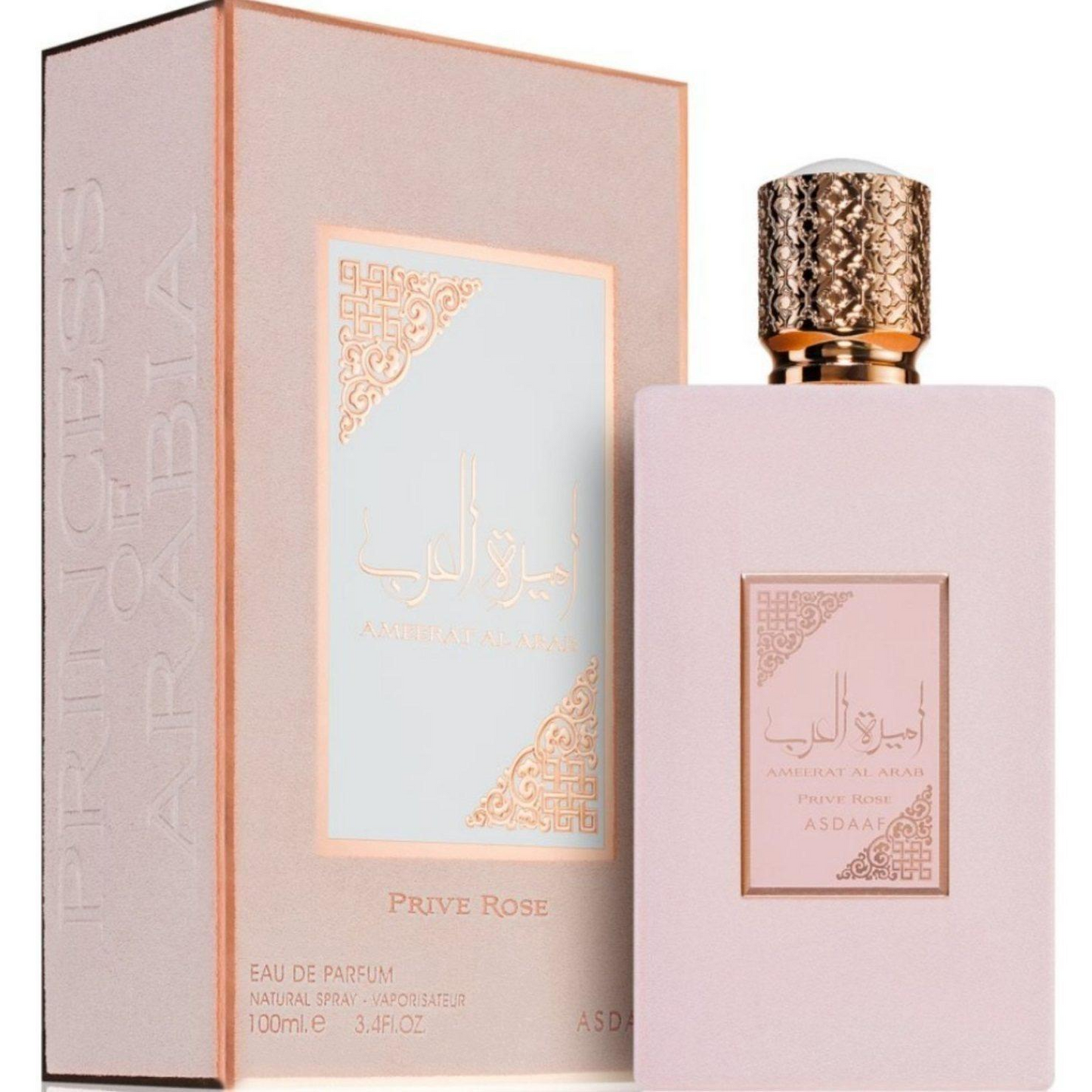 Asdaaf Perfumes | Lattafa | Prive Rose + Body Spray Bundle | Women's Fragrance | 3.4 oz Bottle | 200 ml Body Spray
