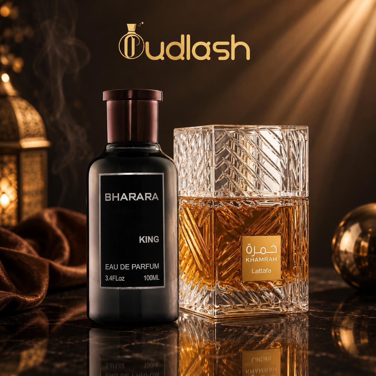 Lattafa Khamrah & Bharara King Bundle - Eau De Parfum, 3.4 oz-100 ml, Vanilla, Sweet & Warm Spicy, Rich Notes