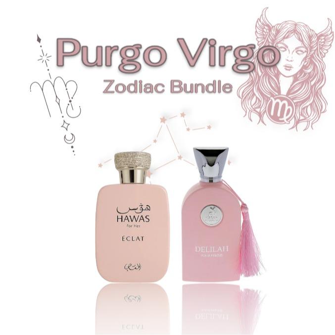 Rasasi Purgo Virgo VIRGO Zodiac Multi-Pack Bundle - Delilah + Hawas Eclat Refined Eau De Parfum, Perfectionist Women's Fragrance, 100 ML-3.4 oz, Fruity Jasmine Musk Notes