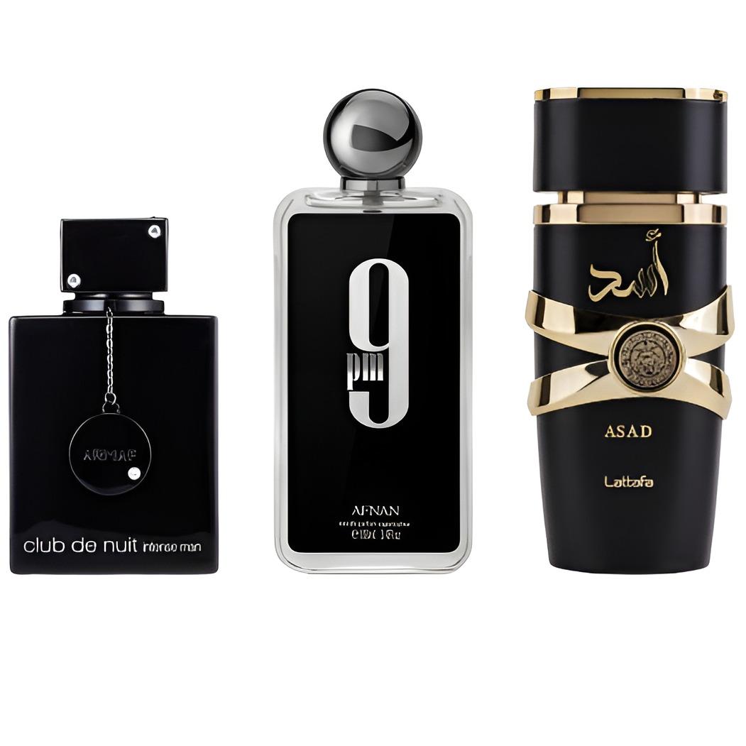 Lattafa Men's Fragrance Bundle Set - Armaf Asad, Club de Nuit Intense, Afnan 9 PM - 3.4-3.6 fl oz Bottles - Men's Colognes with Rich Scents (Single Item Purchase Option)