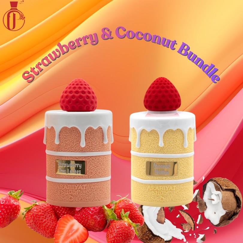 Arabiyat Sugar Unisex Eau De Parfum (EDP) Bundle Pack, Coconut Chiffon + Strawberry Tres Leches, 100ml, Notes of Coconut, Jasmine, Vanilla, White Musk