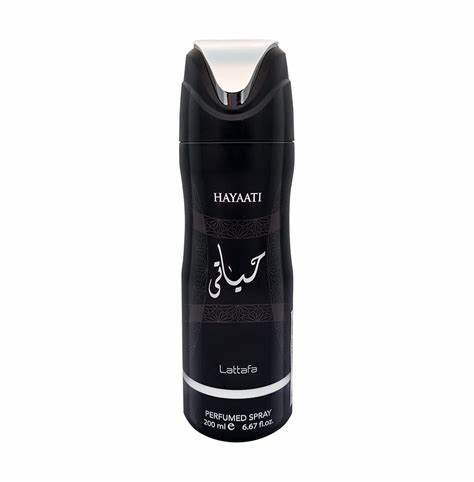 Lattafa Perfumes | Hayaati | Men's Body Spray | - Bergamot and Apple Fragrance - (200ml) Black Can Spray