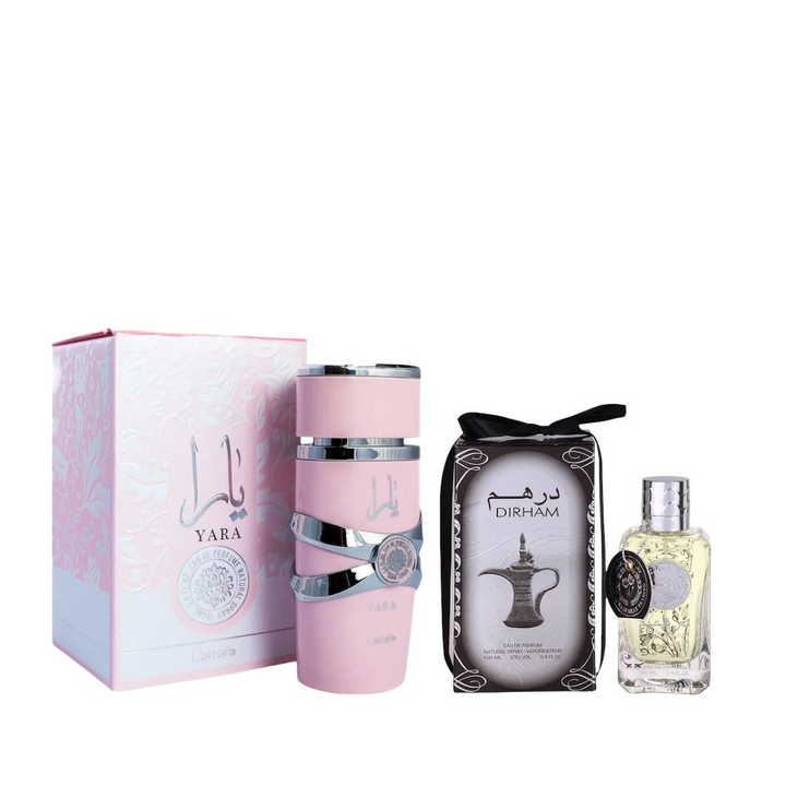 Lattafa & Ard Al Zaafaran Perfumes | Yara + Dirham Bundle | Unisex | 3.4 oz Per Bottle | Heliotrope - Floral | Citrus - Aromatic