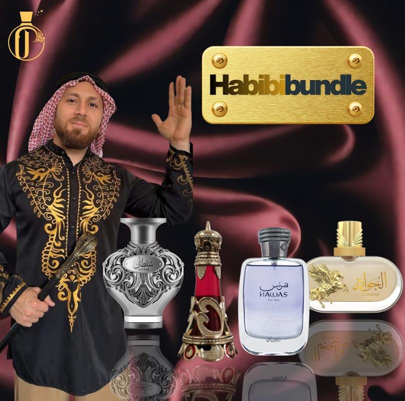El Habibi Barato Unisex Fragrance Bundle - Sultan, Al Jawad, Bakhour Al Sultan, Hawas For Him Eau De Parfum (Edp) - 400 ML, Amber Vanilla Fragrance, Ambery Cedarwood, Elegant Scent