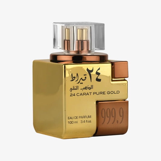 Lattafa | 24 carat pure gold | 999.9 | Unisex Fragrance | Eau De Parfum | 100ML |  Agarwood (Oud), Saffron and Cinnamon