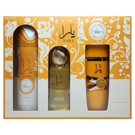 Lattafa Yara Tous – Gift Set (100ml EDP + 50ml Hair Mist + 200ml Body Spray)