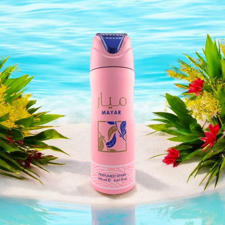 Lattafa | Mayar | Women's Body Spray | Eau De Parfum | 6.7 oz (200ml) Per Can | Litchi - Raspberry - Rose