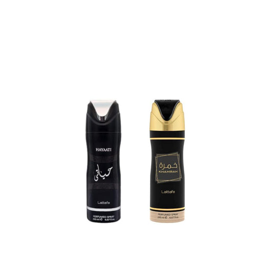 Lattafa Men's Fragrance Gift Bundle, 2-Piece Aromatic Citrusy Fresh EDP Sprays (200 ml Each) - Hayaati + Khamrah, Suitable for All Skin Types