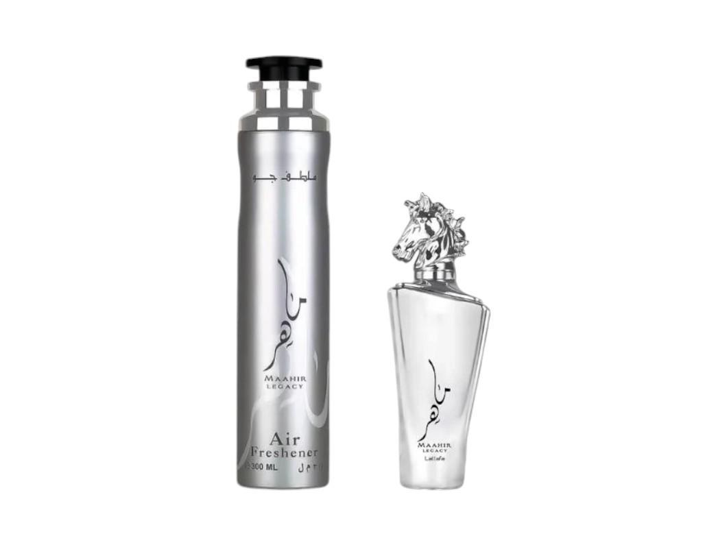 Lattafa Perfumes | Maahir Legacy + Air Freshener Bundle | 3.4 oz Bottle | 300 ml Air Freshener | Men's Fragrance