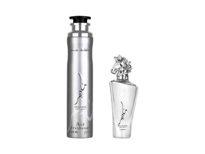Lattafa Perfumes | Maahir Legacy + Air Freshener Bundle | 3.4 oz Bottle | 300 ml Air Freshener | Men's Fragrance