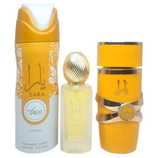 Lattafa Yara Tous – Gift Set (100ml EDP + 50ml Hair Mist + 200ml Body Spray)