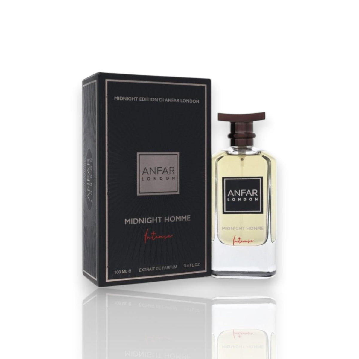 Anfar London | Midnight Homme | Intense | Men's Fragrance | 100 ML - 3.4 OZ | Extrait De Parfum | Grapefruit - Cardamom & Cinnamon