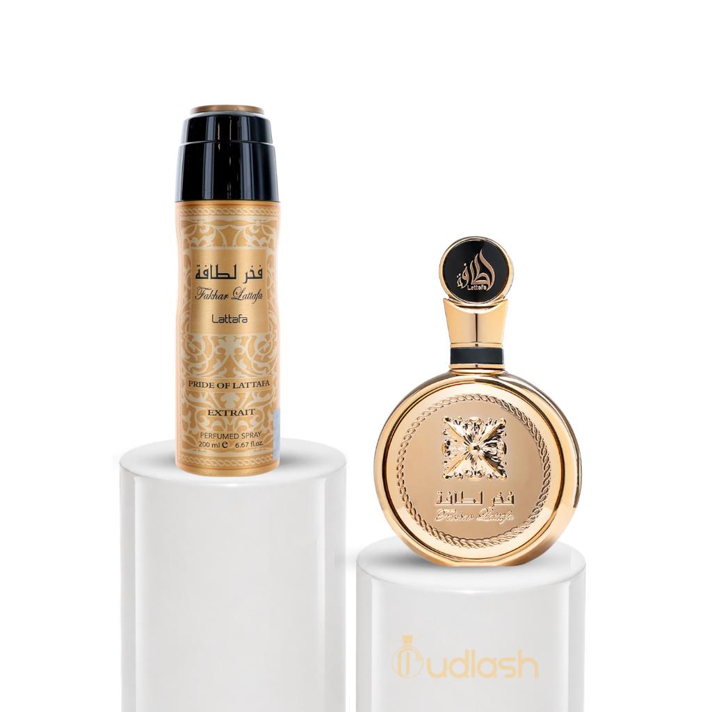 Lattafa Perfumes | Fakhar Extrait Gift Set | Fakhar Extrait + Fakhar Extrait Body Spray | Unisex Fragrance | Eau De Parfum | 100 - 200 ML | Citrus - Floral & Spicy Notes