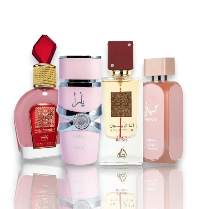 Lattafa Perfumes | Yara + Hayaati Florence + Candy Rose + Ana Abiyedh Rouge | Women's Fragrances | 3.4 oz Per Bottle
