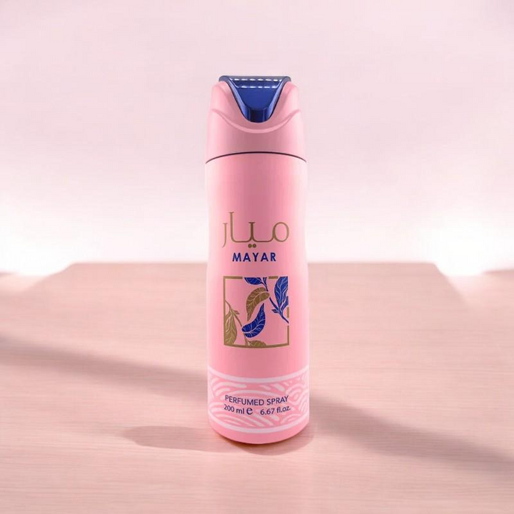 Lattafa | Mayar | Women's Body Spray | Eau De Parfum | 6.7 oz (200ml) Per Can | Litchi - Raspberry - Rose
