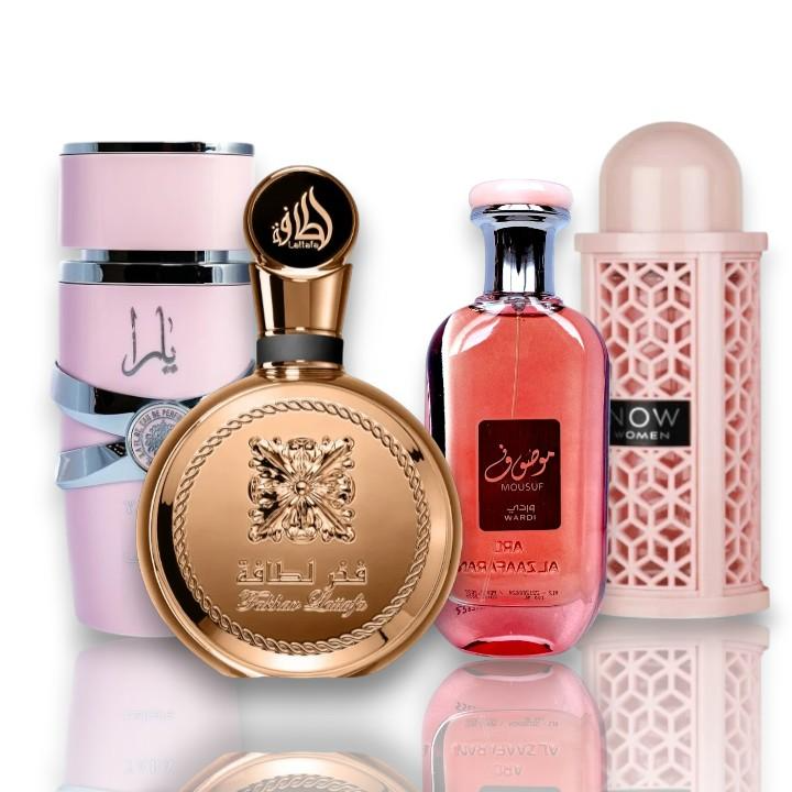 Lattafa | Fakhar Extrait + Yara + Mousuf Wardi + Rave Pink 4-piece Multipack Fragrance Set from Lattafa