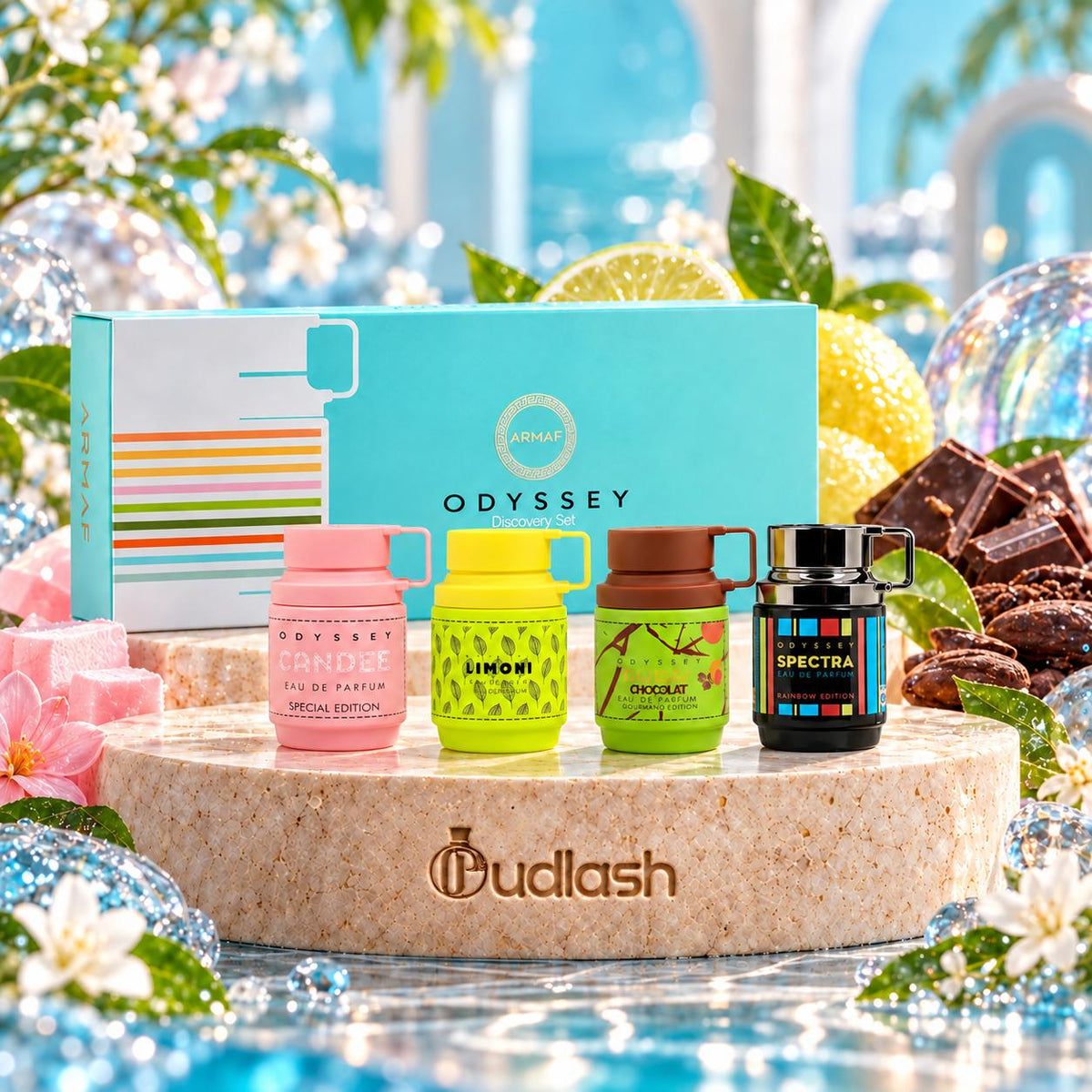 Armaf Odyssey Discovery Set Unisex Fragrances Candee+Spectra+Limoni+Dubai Chocolat 12MLx4