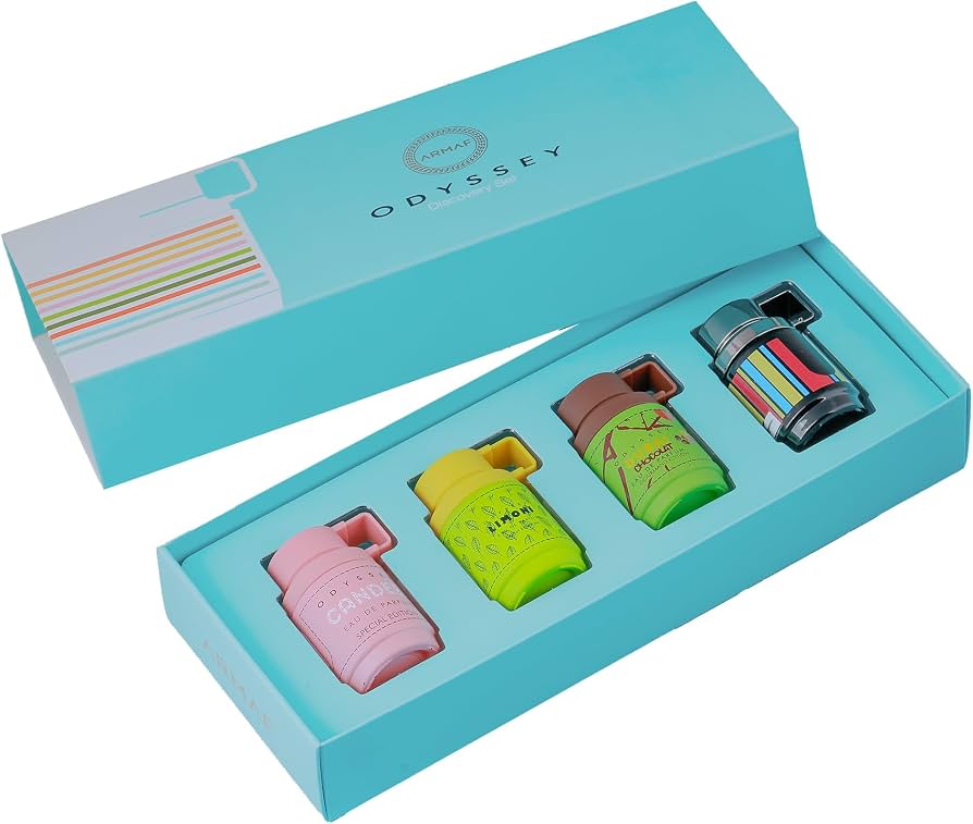 Armaf Odyssey Discovery Set Unisex Fragrances Candee+Spectra+Limoni+Dubai Chocolat 12MLx4