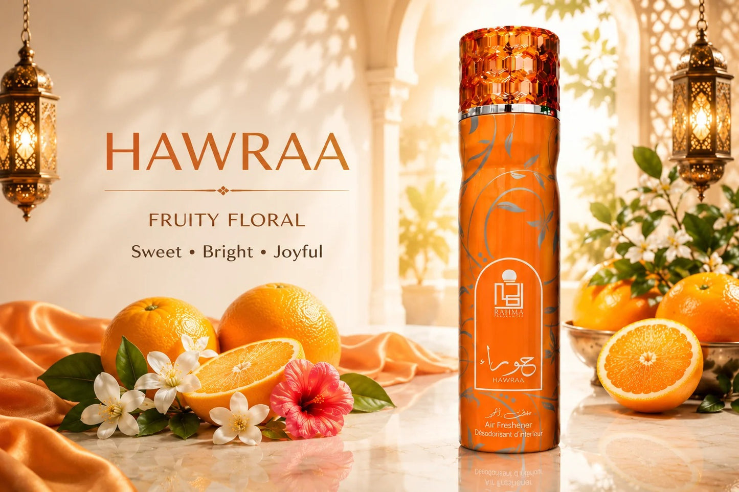 Rahma Perfumes | Hawraa | Unisex Fragrance | 300ML | Air Freshener | Bright Citrus- Sparkling Bergamot, and Zesty Orange Blossom