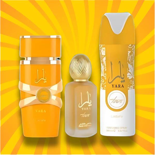 Lattafa Yara Tous – Gift Set (100ml EDP + 50ml Hair Mist + 200ml Body Spray)