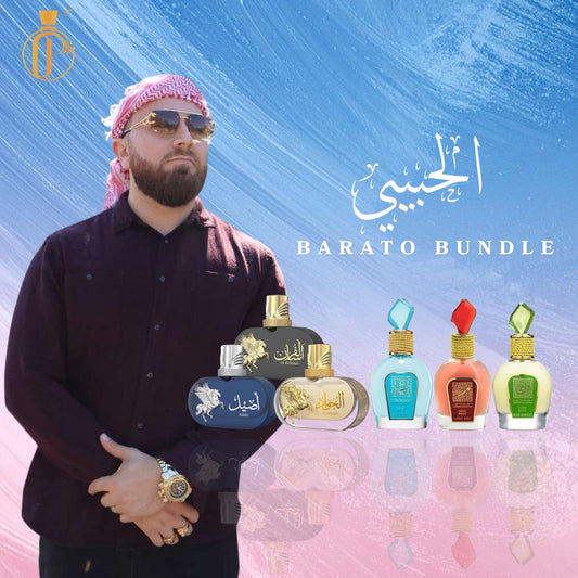 El Habibi Barato Bundle - Multi-Pack EDP Bundle, 100 ML Unisex Eau De Parfum Includes Highfly Aseel, Al Jawad, Al Fursan, So Poudree, Candy Rose, Wild Vanille, Tropical-Sweet & Musk-Floral Notes, Includes Alcohol