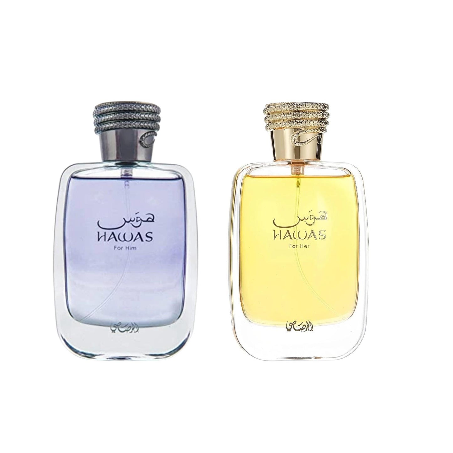 Rasasi Habibi Barato His & Her Multi-Pack EDP Bundle - Hawas for Him + Hawas for Her, 100 ML Unisex Wear Fragrance with Fresh, Fruity-Citrus & Sweet Notes