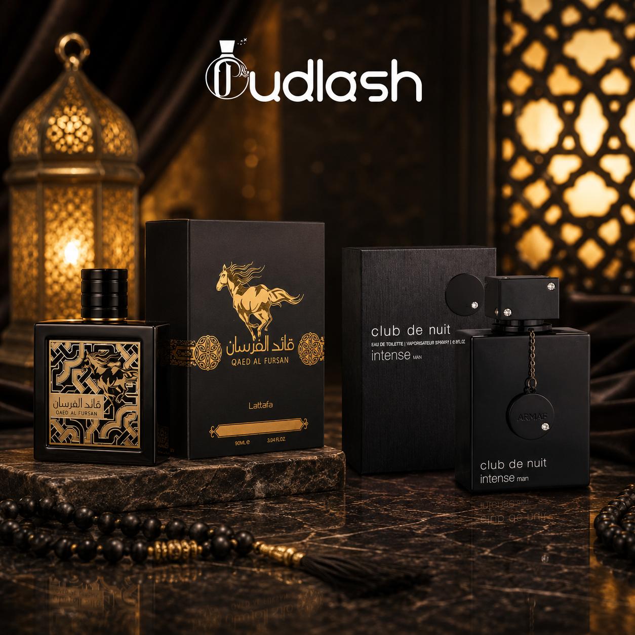 Lattafa Wood-Alcohol Base Multi-Pack Men's Fragrance Bundle, Qaed Al Fursan + Club de Nuit Intense, 3.4 oz Per Bottle