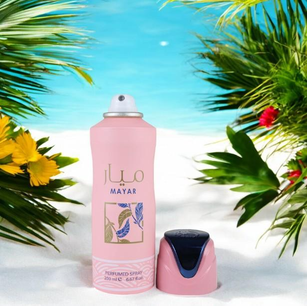 Lattafa | Mayar | Women's Body Spray | Eau De Parfum | 6.7 oz (200ml) Per Can | Litchi - Raspberry - Rose